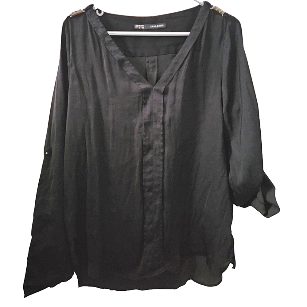 Zara Basic Size Large Black Blouse